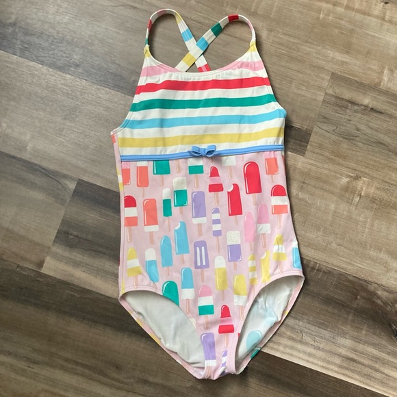 [Boden] Popsicle Stripe Print One Piece Swimsuit 8-9 Y - Picture 2 of 7